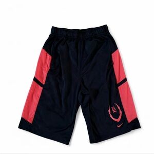Nike Boys Dri-FIT Athletic Shorts Black Red Football Lightning Bolt Size L